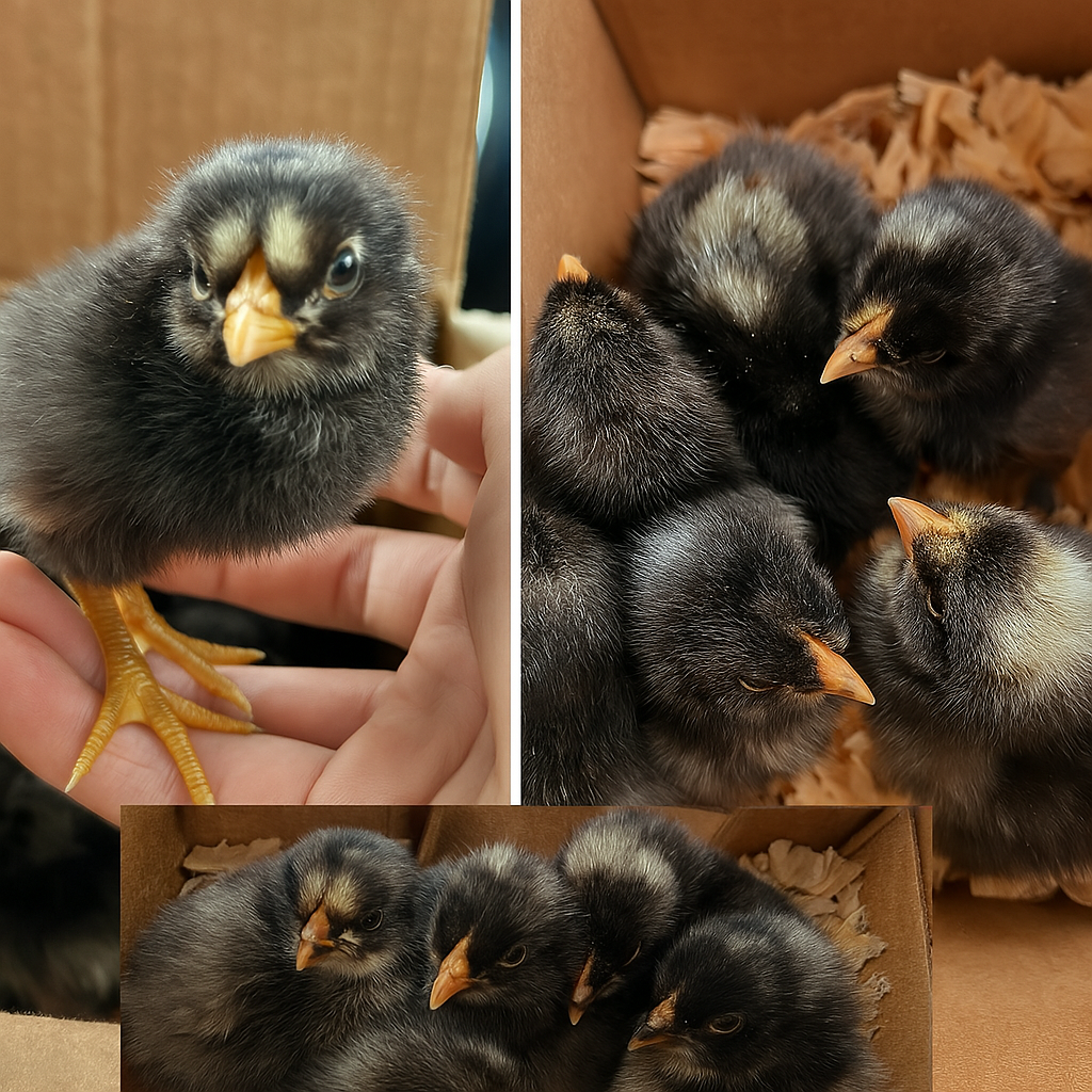 Barred rock chicks exploring the sanctuary